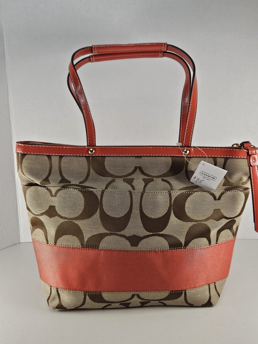 NWT Vintage classic c coach brown and orange purse shoulder tote bag - Picture 4 of 16